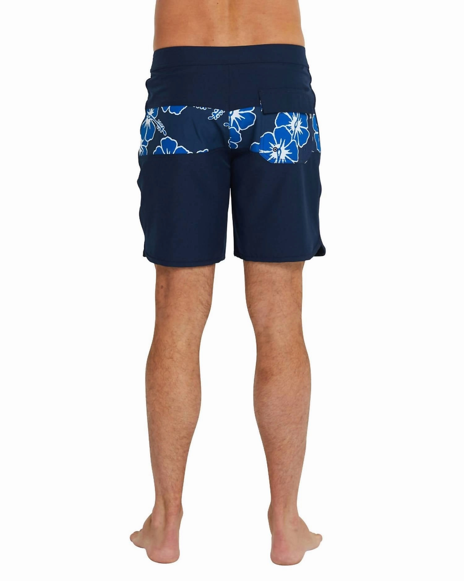 Men's Boardrider Boardshorts In Navy Hibiscus Stripe
