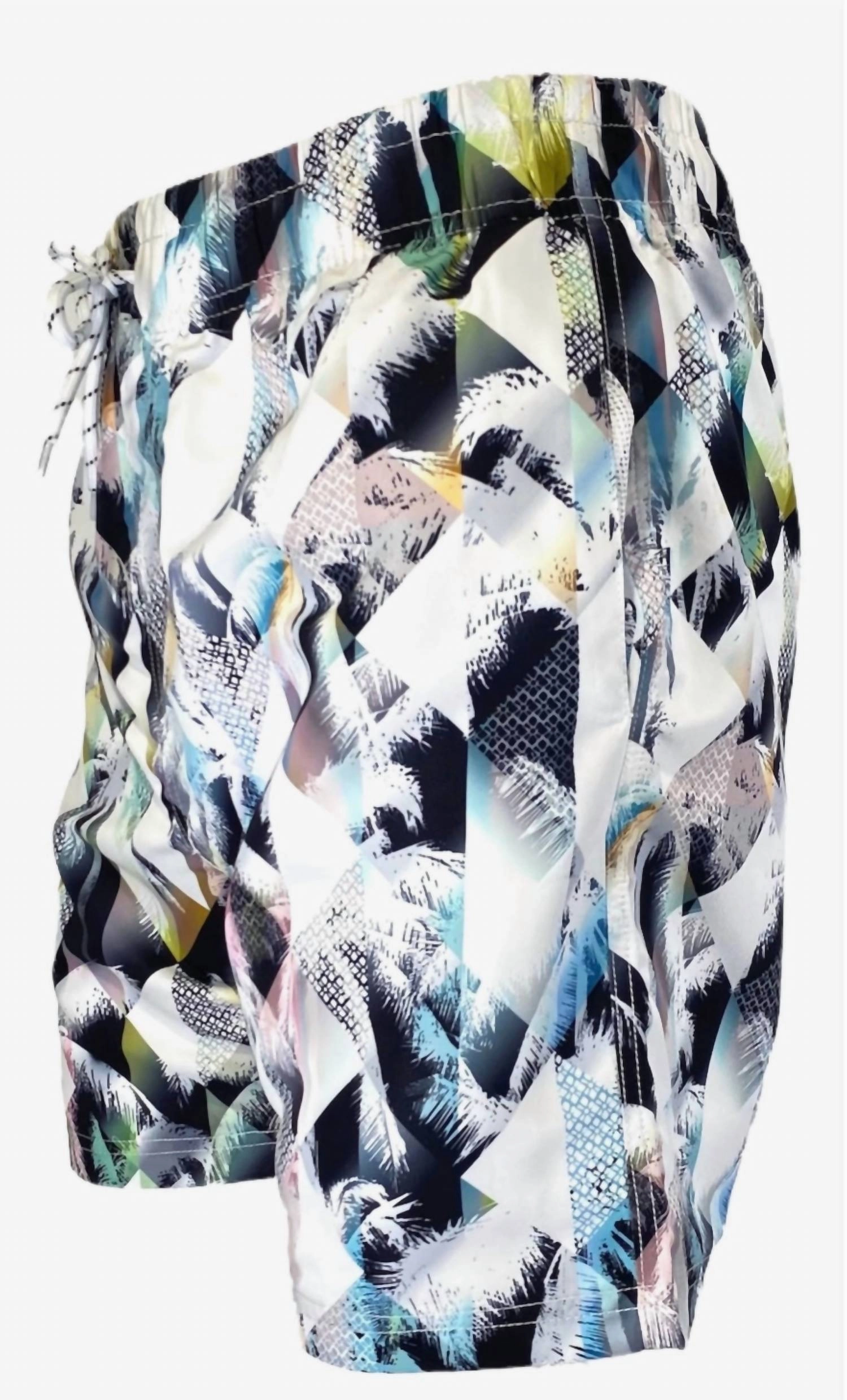 Men's Swim Short In Multi Grid Palms