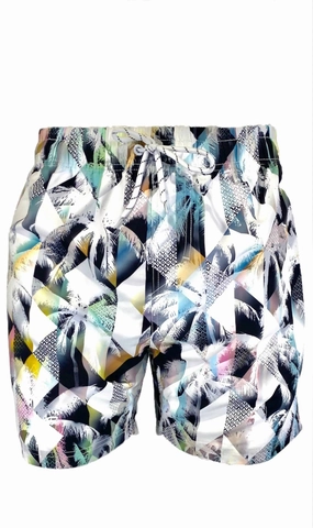 Men's Swim Short In Multi Grid Palms