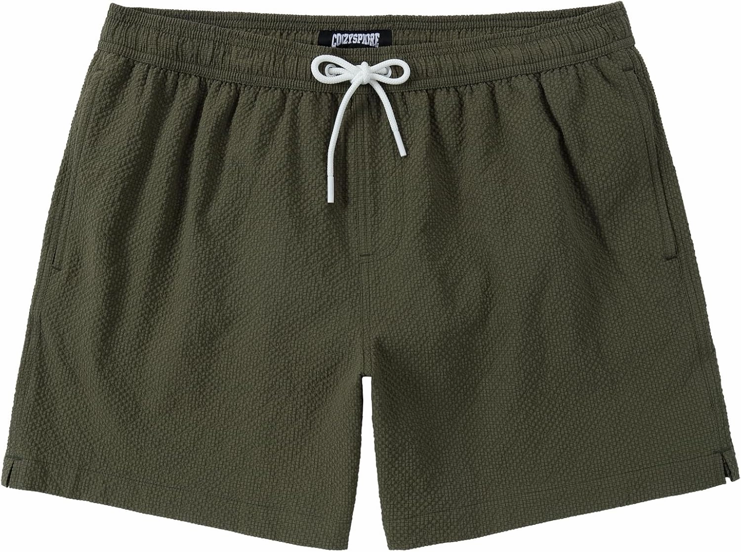 Men's Swim Shorts 5 inch Seersucker Swimming Trunks for Men Swim Suits Beach Shorts