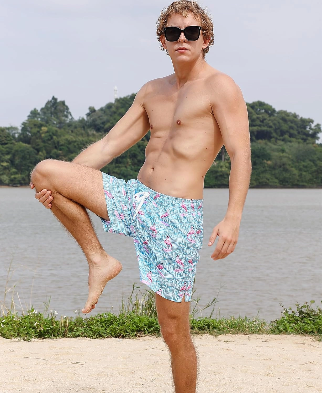 Men's Swim Trunks 5.5 Inch Bathing Suits for Men 2 in 1 Board Shorts with Compression Liner