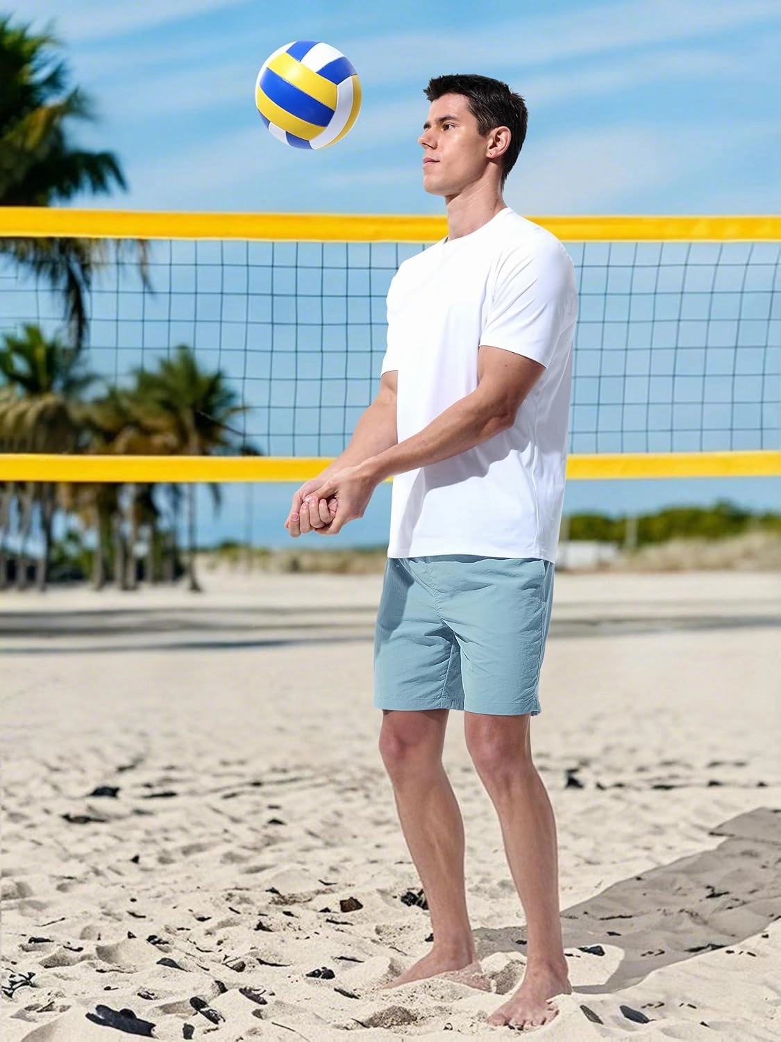 Men's Swim Trunks Beach Board Shorts Quick Dry Swimsuit Bathing Suits with Pockets 7 Inch Inseam Mesh Lining
