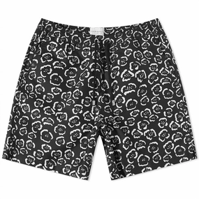 Men Swim Shorts In Black Ecru Flower
