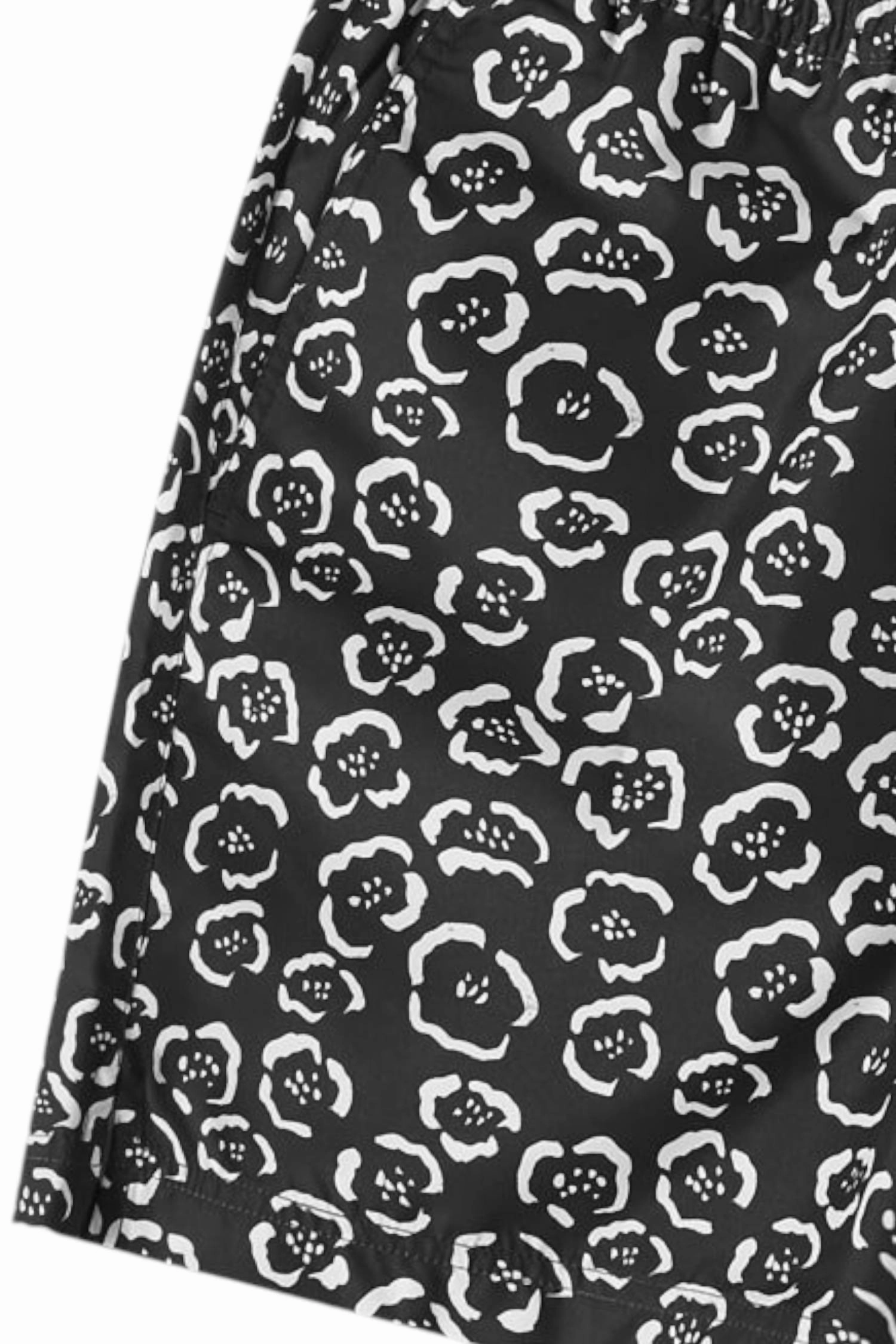 Men Swim Shorts In Black Ecru Flower