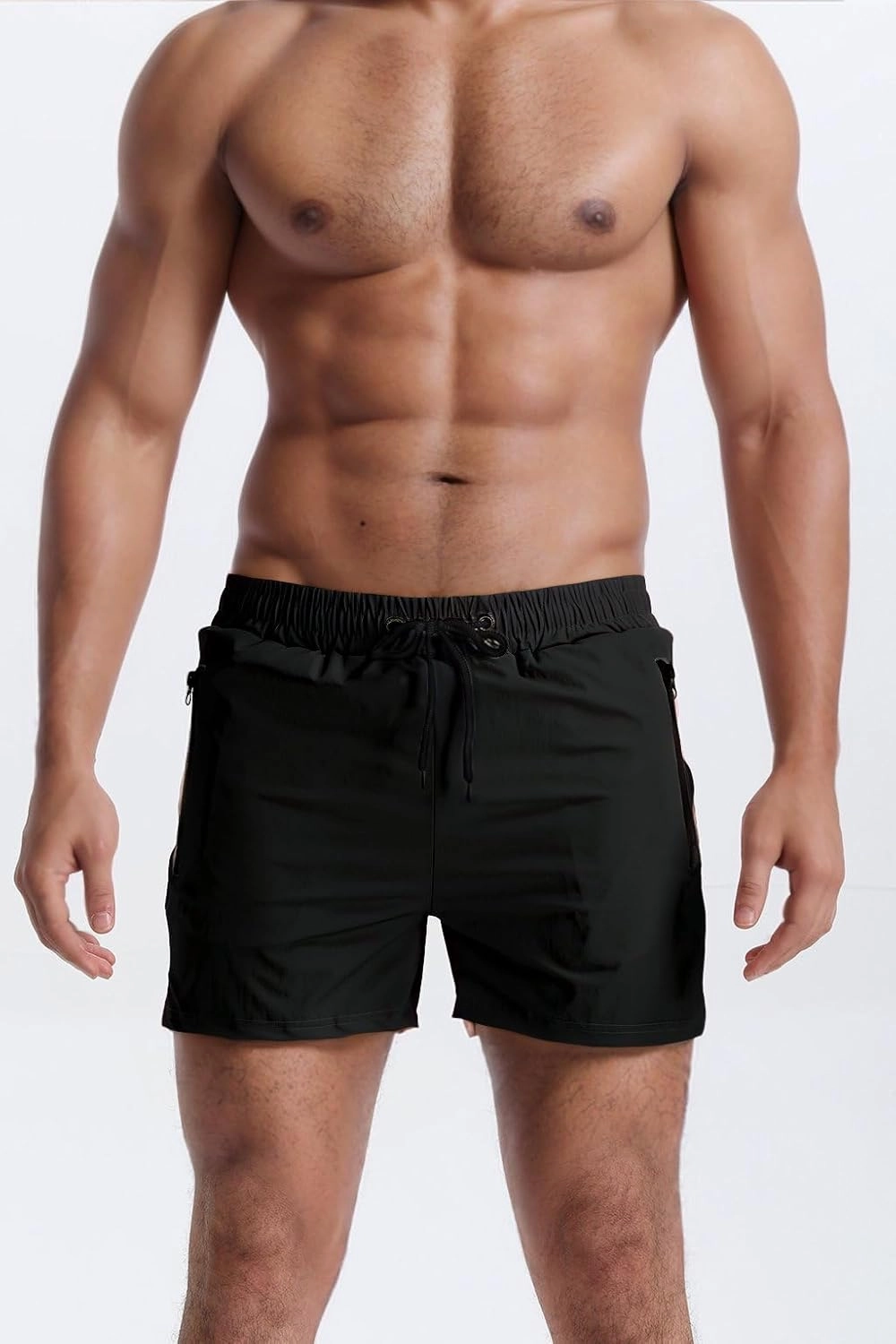 Mens 5" with Zipper Quick Dry Beach Shorts for Swimming Men Bathing Suit