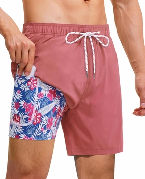 Mens 7 Inch Swim Trunks with Compression Liner Stretch Quick Dry Swim Shorts Swimsuits with Pockets