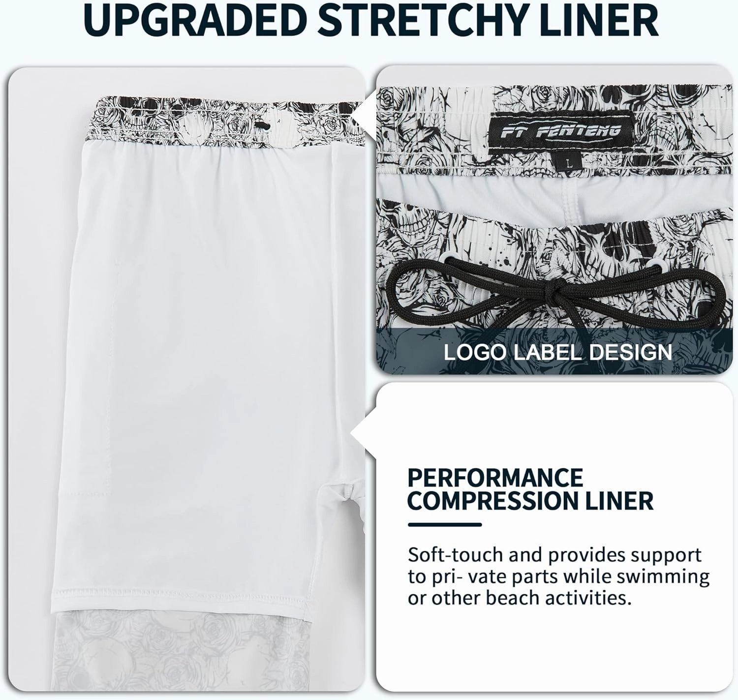 Mens Swim Trunks with Compression Liner 9" Built-in Board Shorts 2 in 1 Quick Dry Bathing Suits with Zipper Pockets