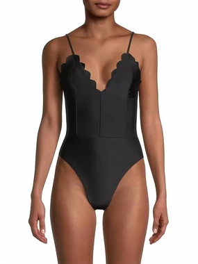 Mikayla Scalloped One Piece Swimsuit In Black