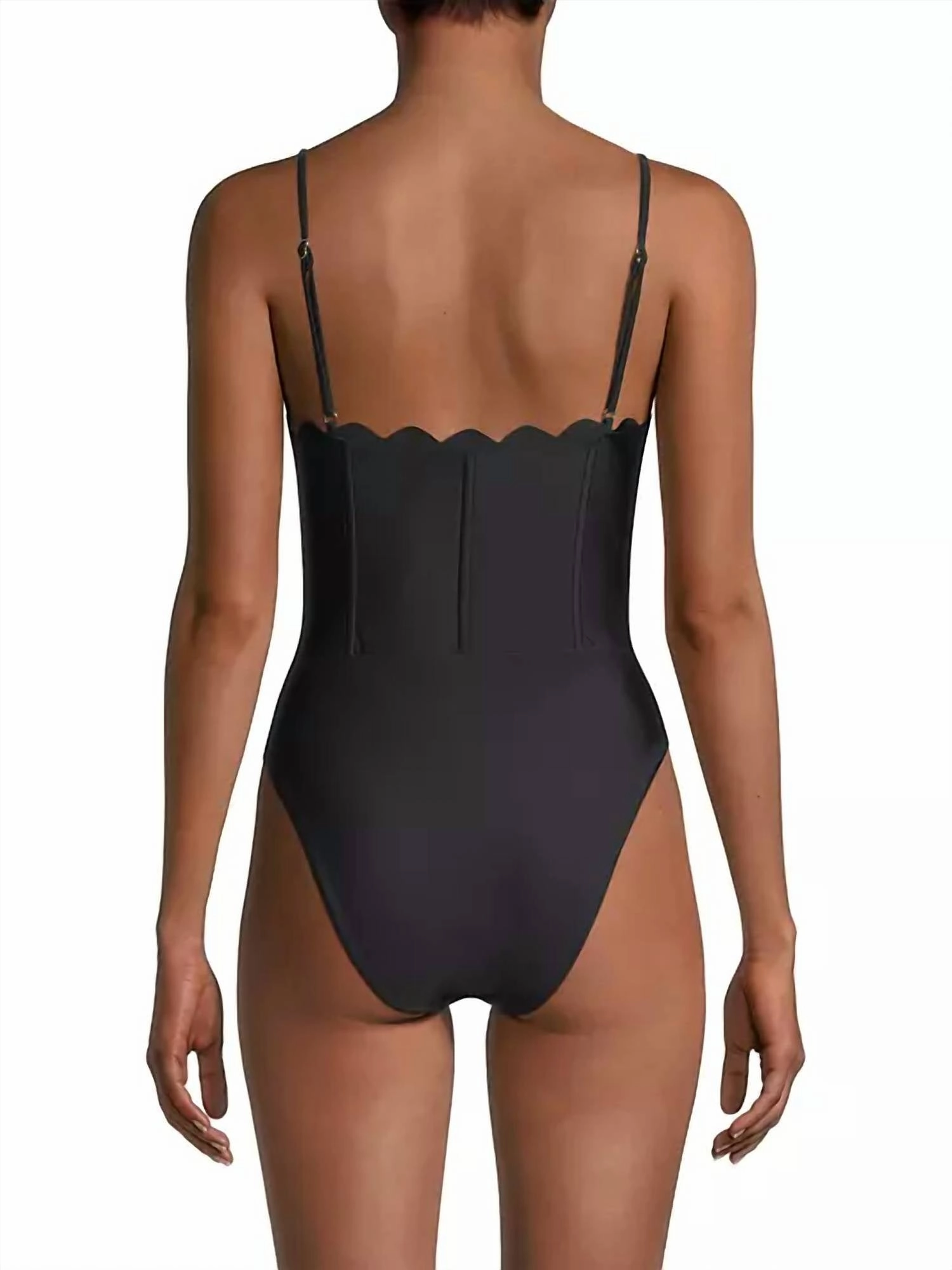 Mikayla Scalloped One Piece Swimsuit In Black