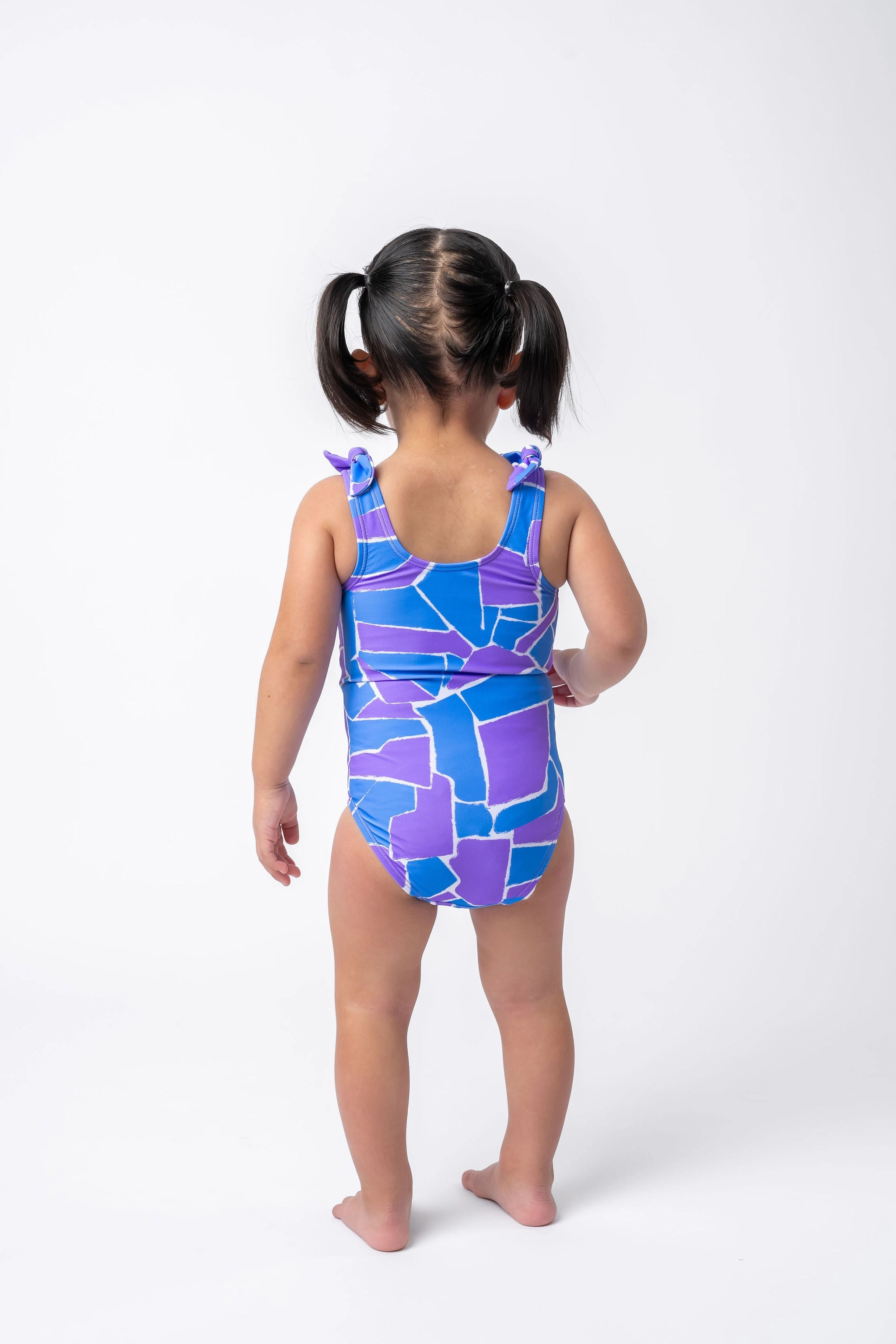Mini Palm Tree One Piece | Geometric Purple & Blue