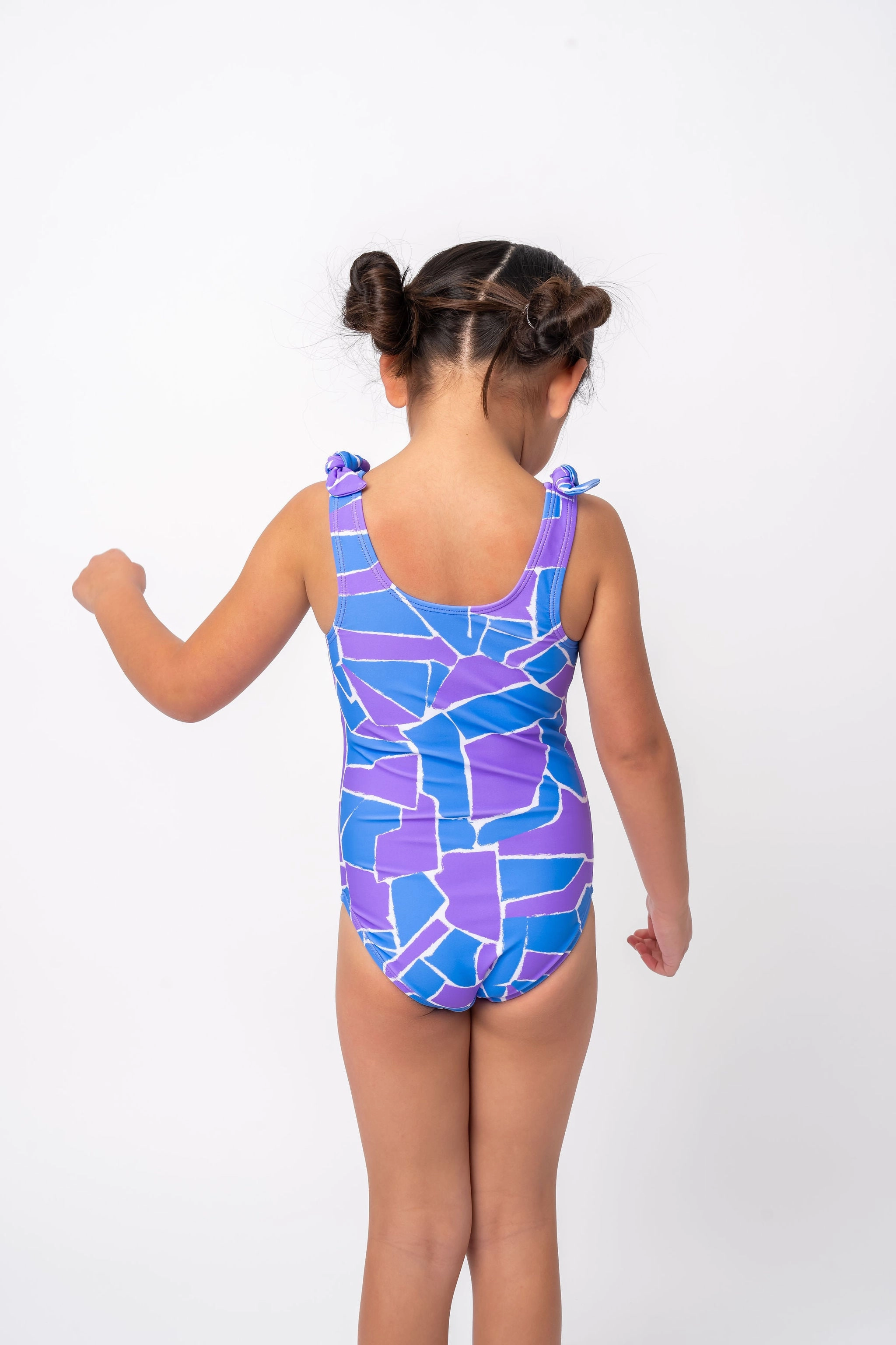 Mini Palm Tree One Piece | Geometric Purple & Blue