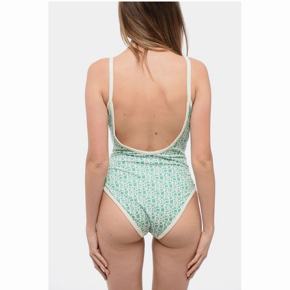 Moncler Stretch Nylon One-Piece Swimsuit with All-Over Women's Logo