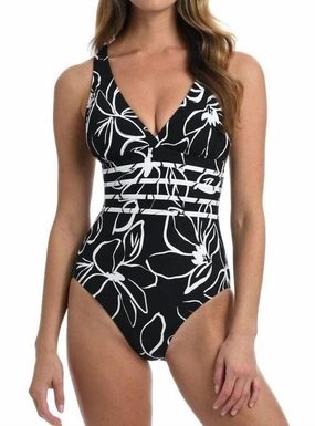 Multi Strap Cross Back One Piece Swimsuit In Black