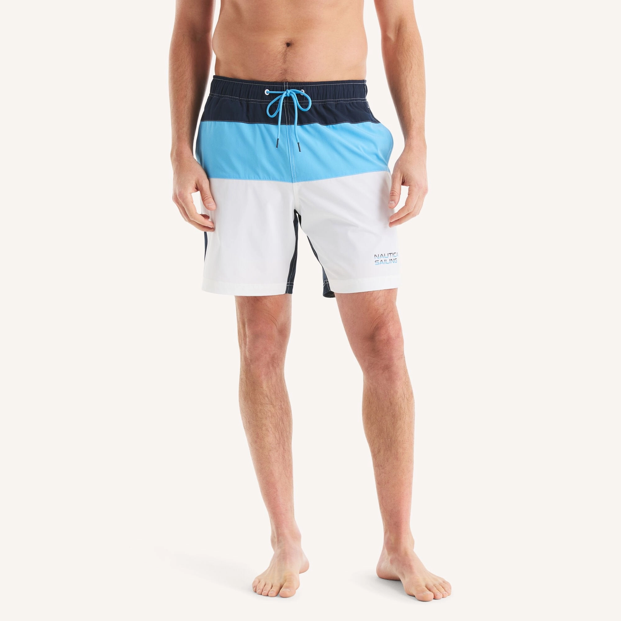 Nautica Mens 8" Colorblock Quick-Dry Swim