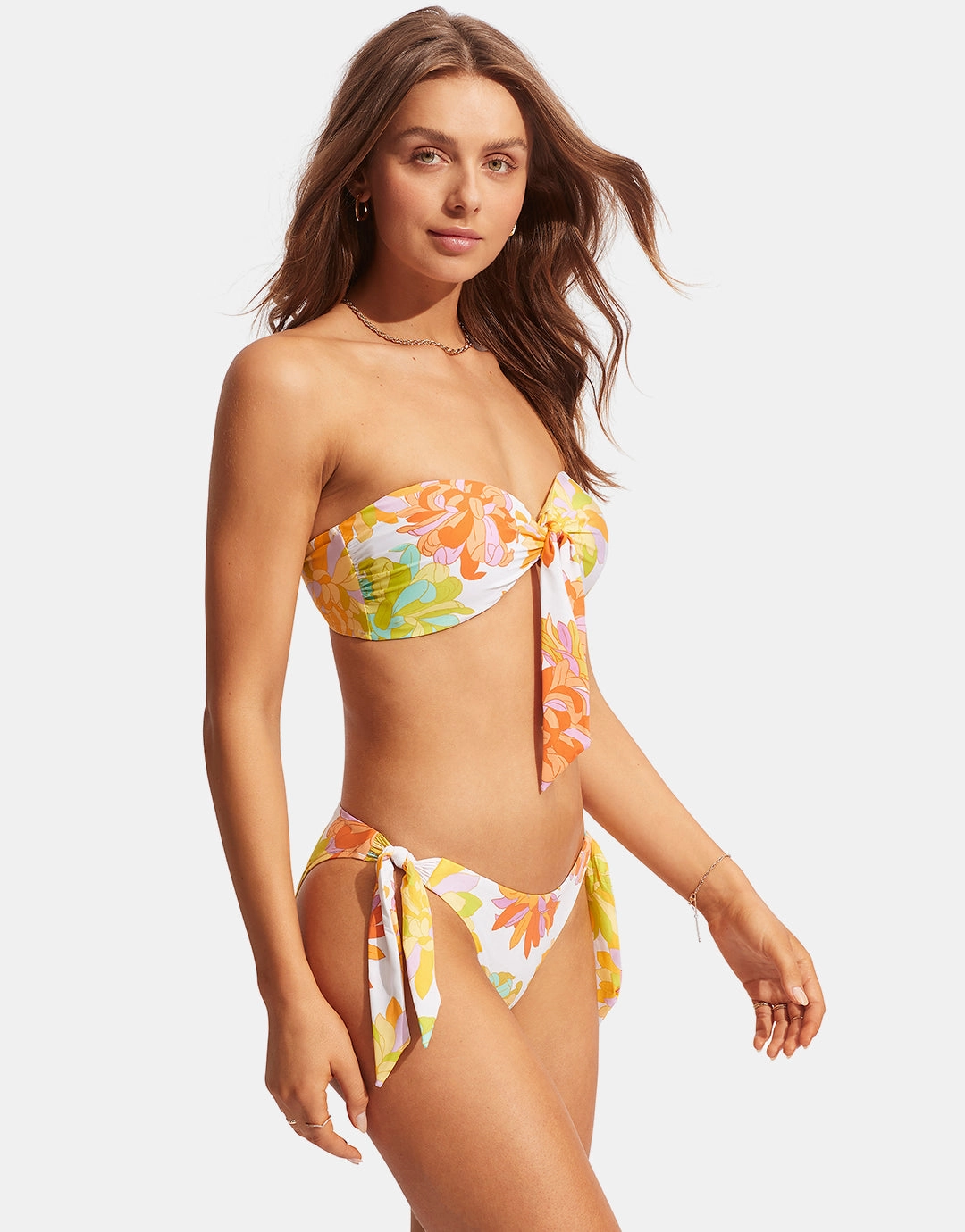Palm Springs Twist Tie Front Bandeau Bikini Top - Limelight