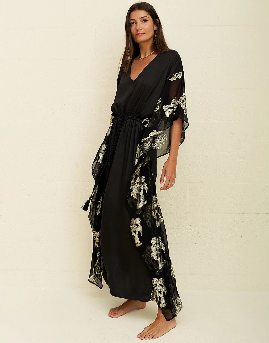 Palm Tree Kaftan - Black