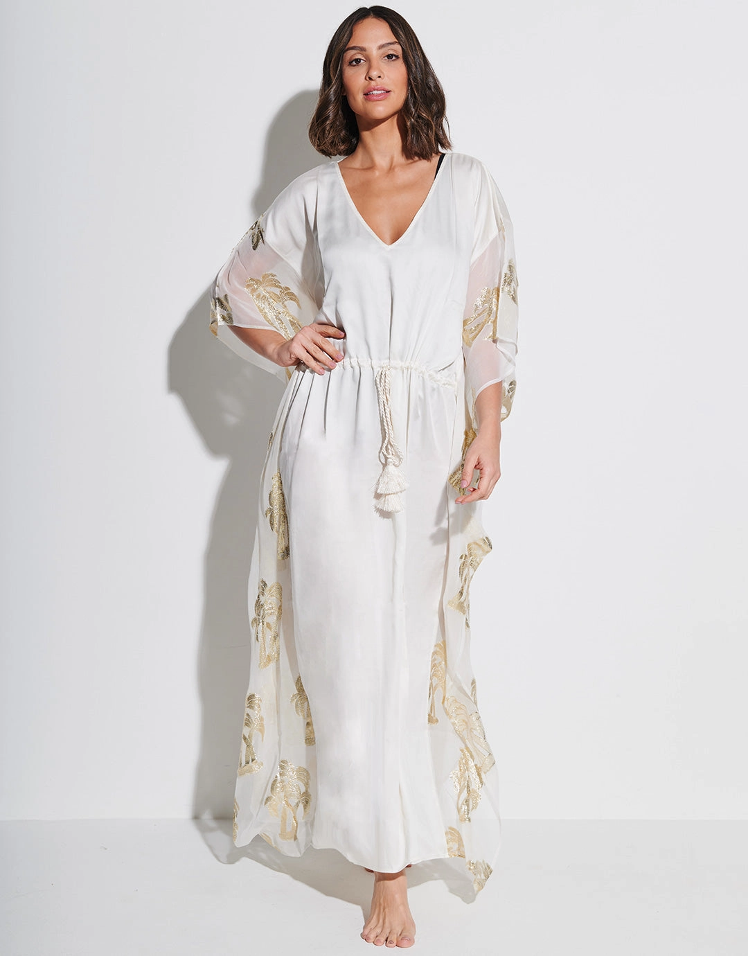Palm Tree Kaftan - White