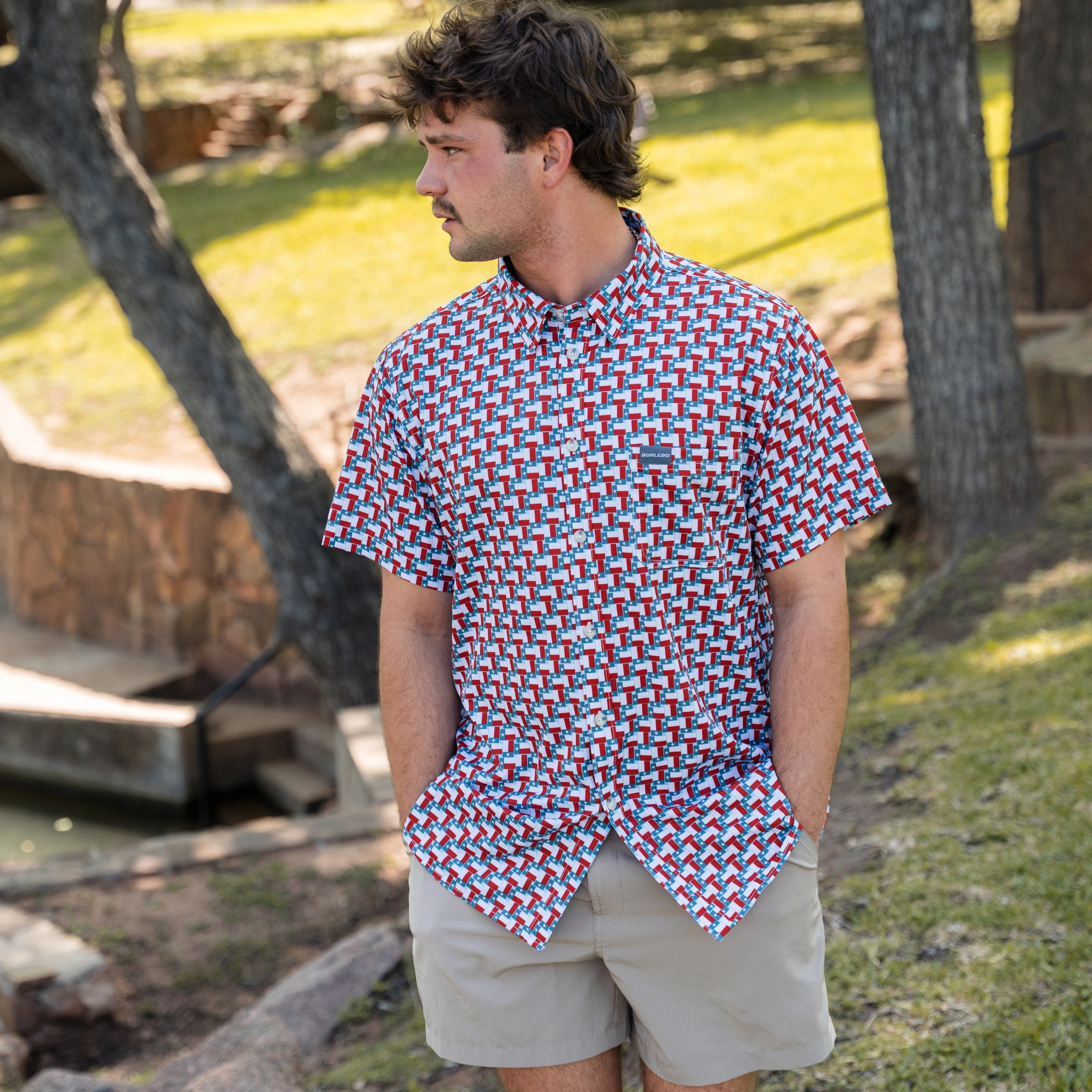 Performance Button Up - Texas Flag