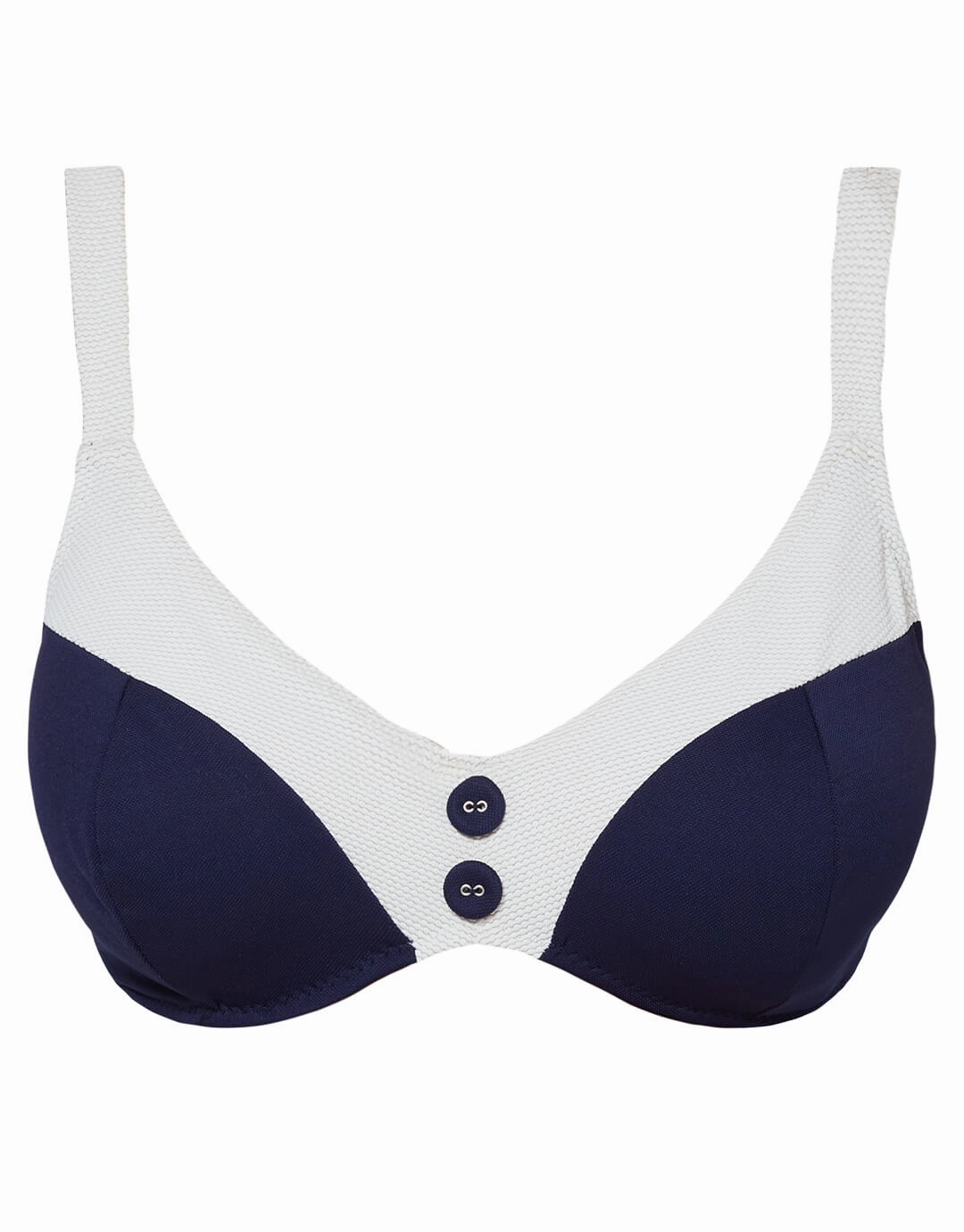 Pitusa Plunge Bikini Top - Navy and White