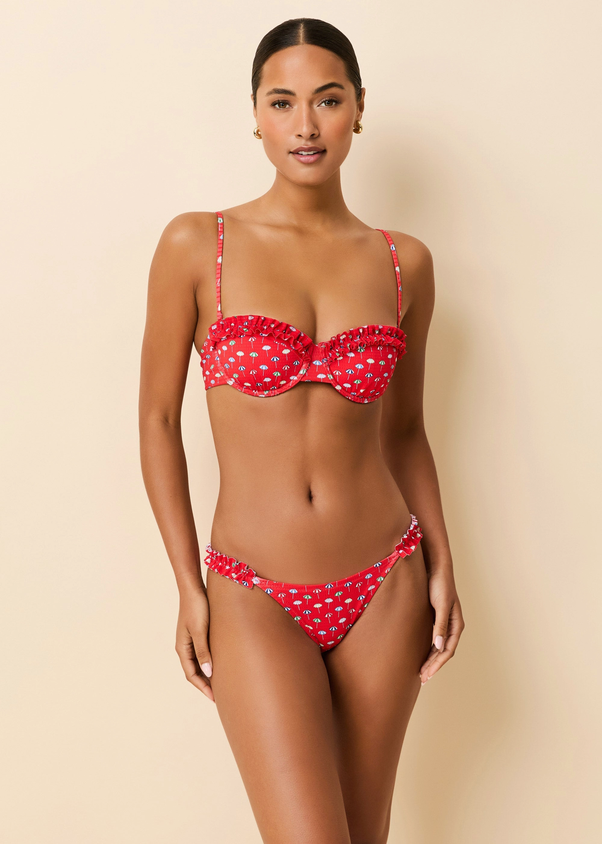Ramona Bikini Bottom Ditsy Umbrella Print