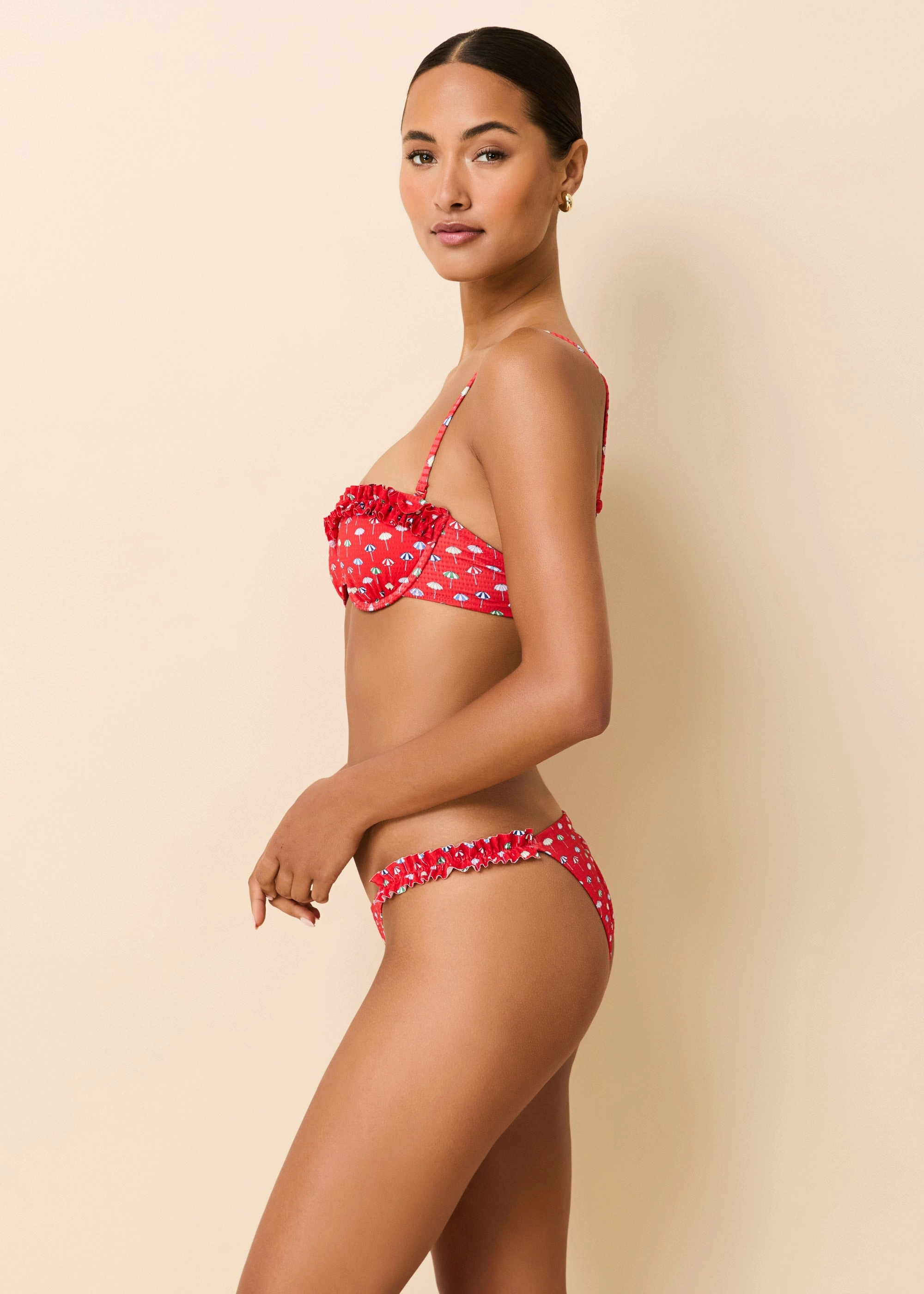 Ramona Bikini Bottom Ditsy Umbrella Print