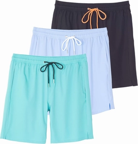Real Essentials 3 Pack: Men's 9" Inch 2 in 1 Board Shorts with Compression Liner - Bathing Suit with Back Flap Pocket
