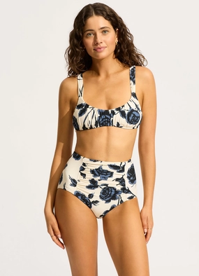 Rococo Ruched Bikini Bralette - Black