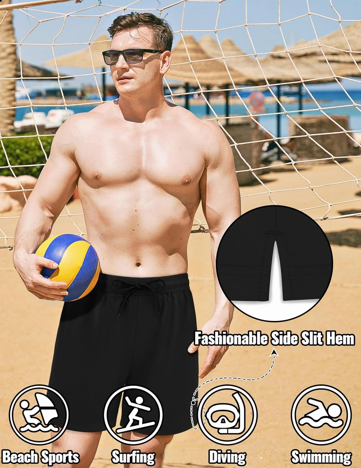 Sarfel Mens Swim Trunks 5 Inch Mens Bathing Suit with Compression Liner Men's Board Shorts Men's Swimwear Quick Dry Swimsuit
