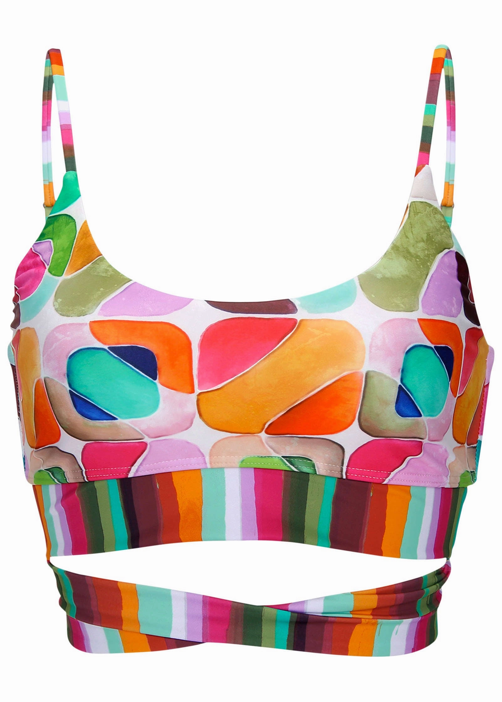 Scoop Neck Wrap Top - Watercolor Geo Combo