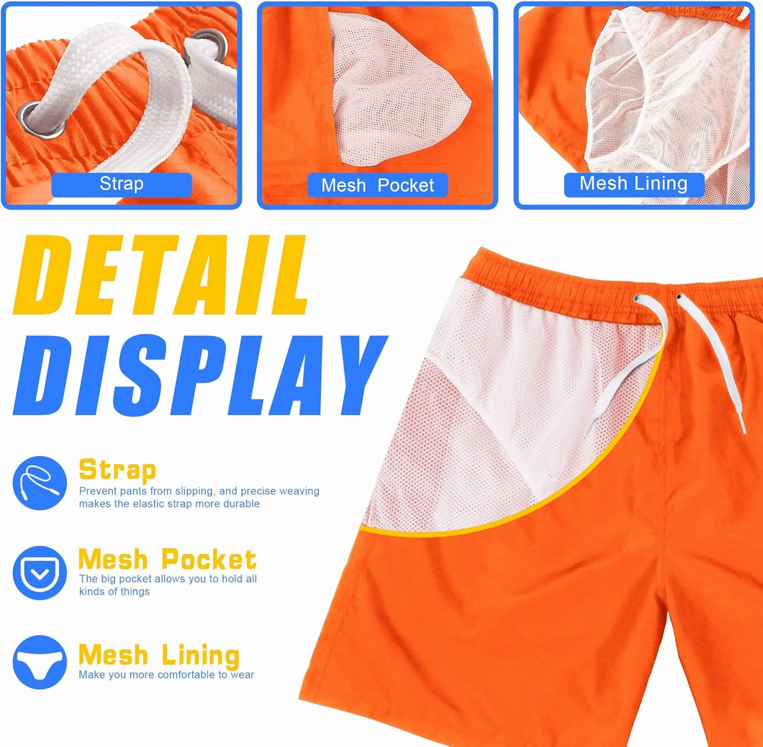 Scotamalone Mens Swim Trunks Swimming Shorts Swimwear Bathing Suits Quick Dry 7 Inch with Mesh Lining