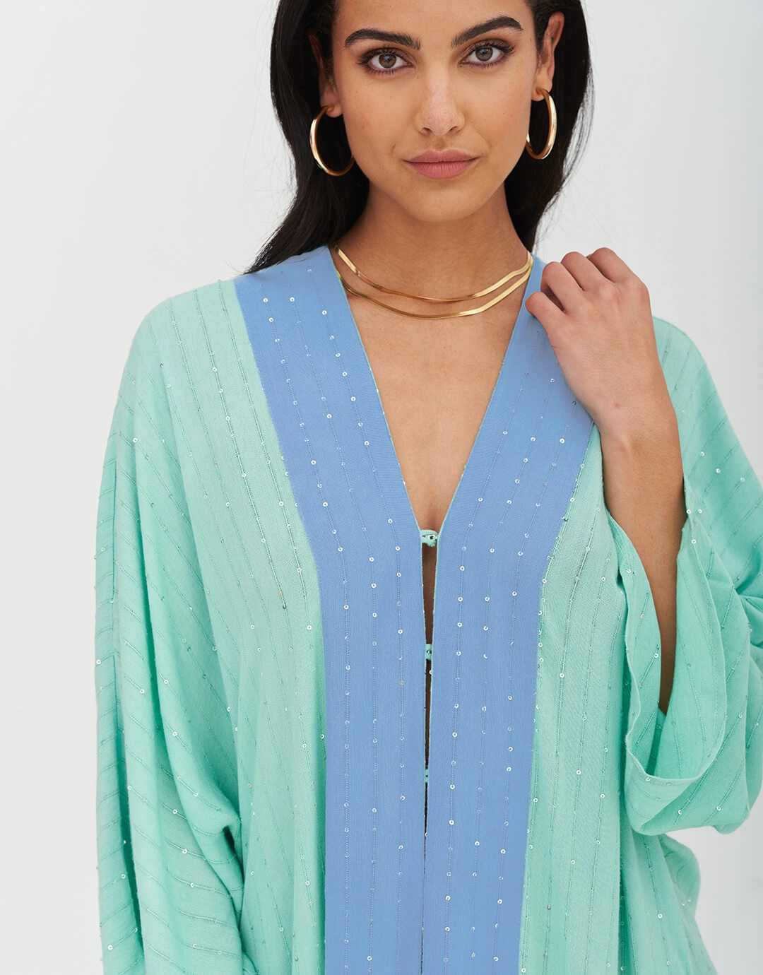 Sequin Kimono - Mint