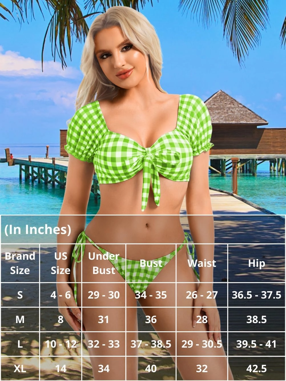 Sexy Gingham Bikini,High Cut Low Rise Tie Swimsuit Women,2 Piece Retro Checkered Bathing Suit Beach Pool Party