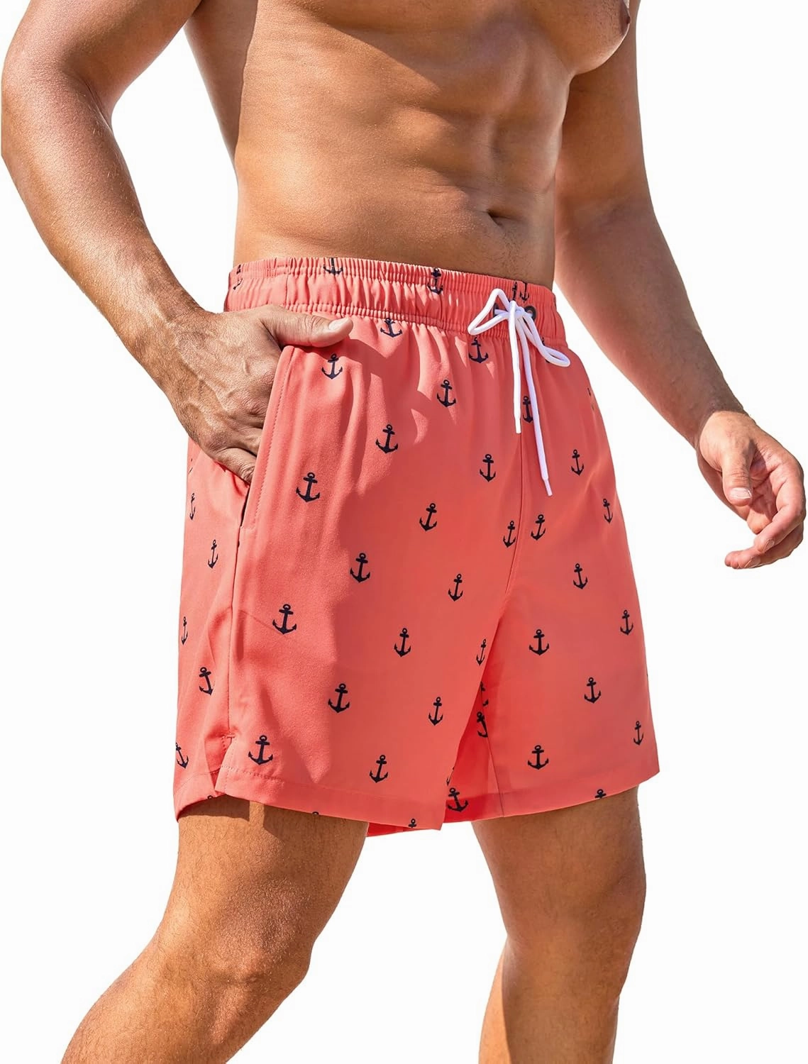 SILKWORLD Men Swim Trunks 6 Inch Quick Dry Swimming Shorts 2 in 1 Summer Swimwear Bathing Suits with Zipper Pockets