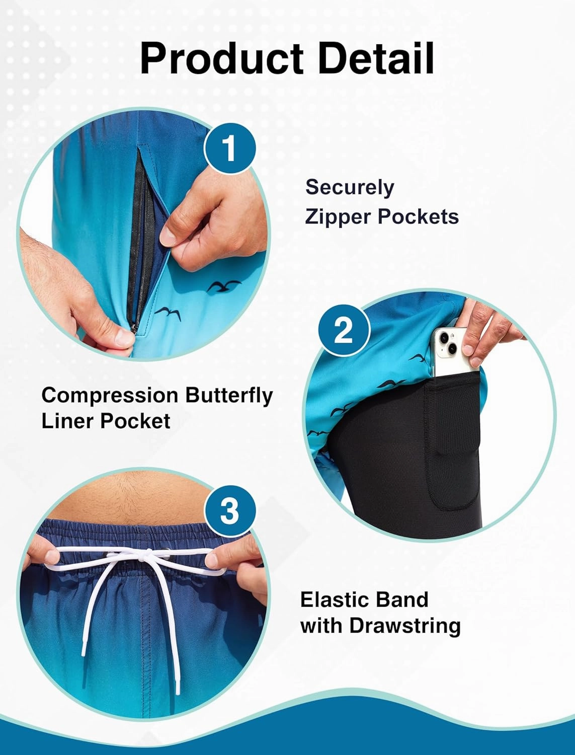 SILKWORLD Men Swim Trunks 6 Inch Quick Dry Swimming Shorts 2 in 1 Summer Swimwear Bathing Suits with Zipper Pockets