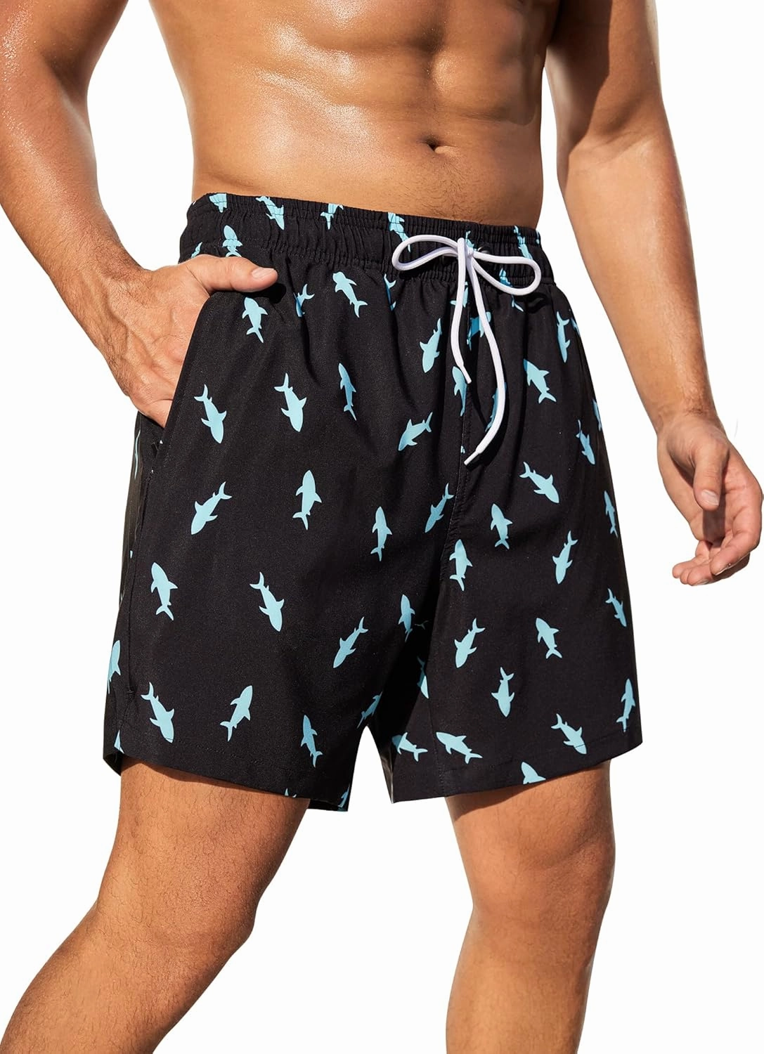 SILKWORLD Men Swim Trunks 6 Inch Quick Dry Swimming Shorts 2 in 1 Summer Swimwear Bathing Suits with Zipper Pockets