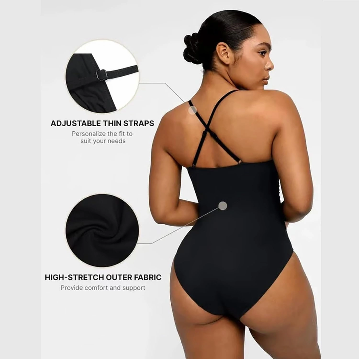 Smart Sculpt U-Ring Cut Out Shaping Swimsuit, Womens One Piece Bathing Suit Ruched Push up Swimwear