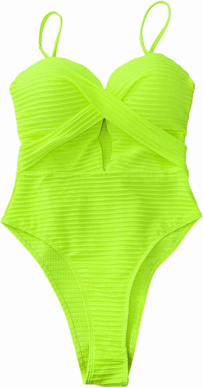 SOLY HUX Women's One Piece Swimsuit Push Up Wrap Front Cutout Bathing Suit Tummy Control Swimwear