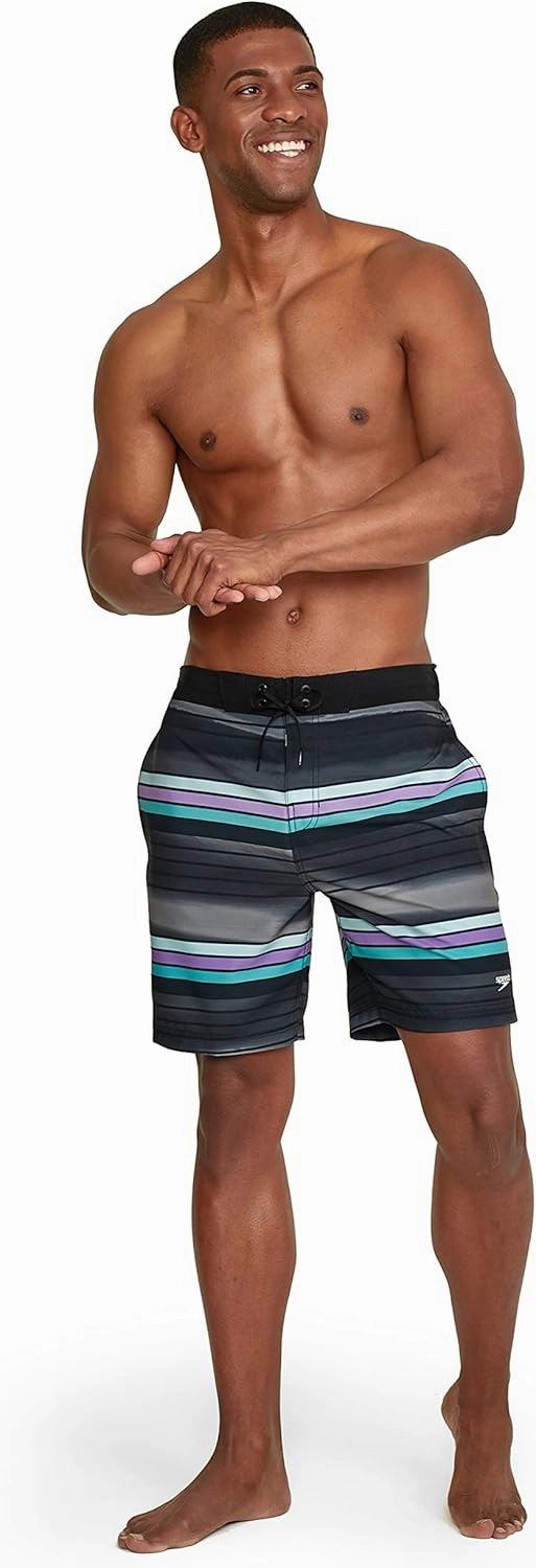 Speedo Men's Swim Trunk Knee Length Boardshort Bondi Striped