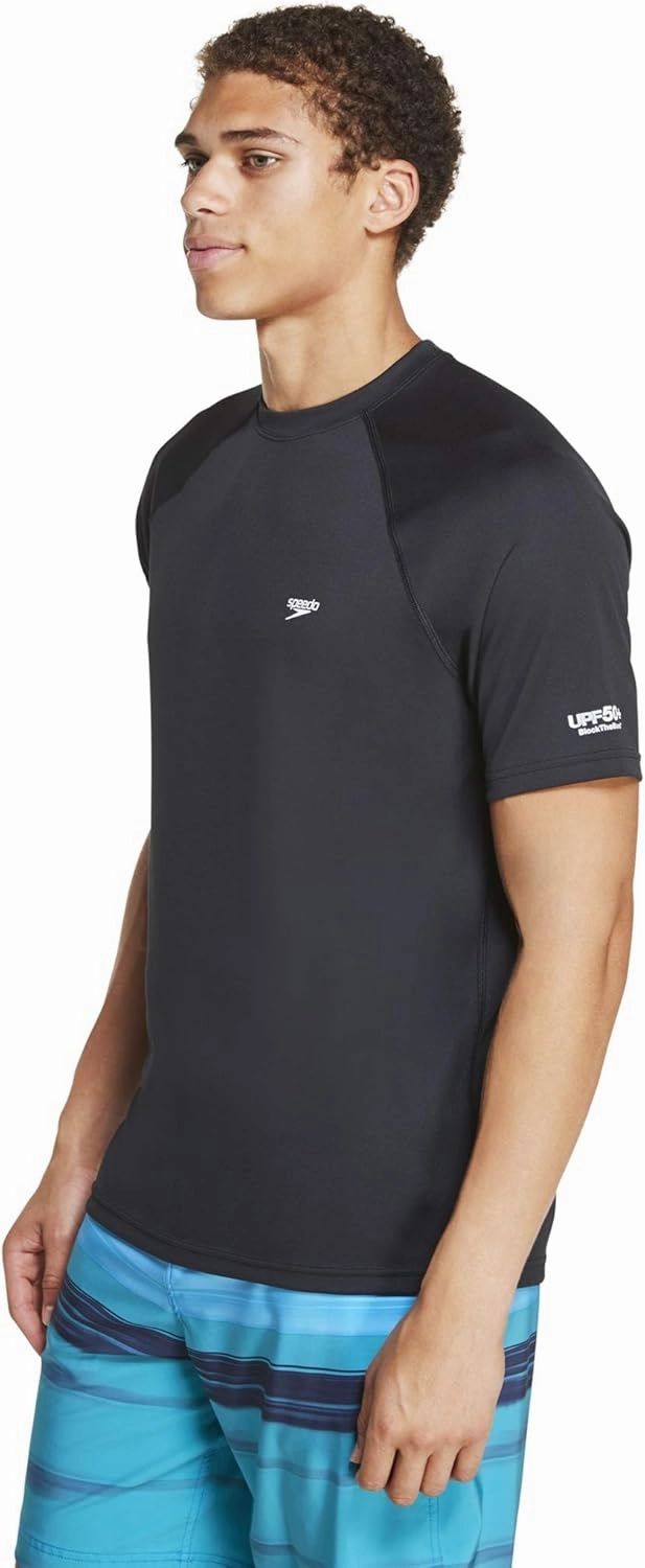Speedo Men's Uv Swim Shirt Short Sleeve Regular Fit Solid
