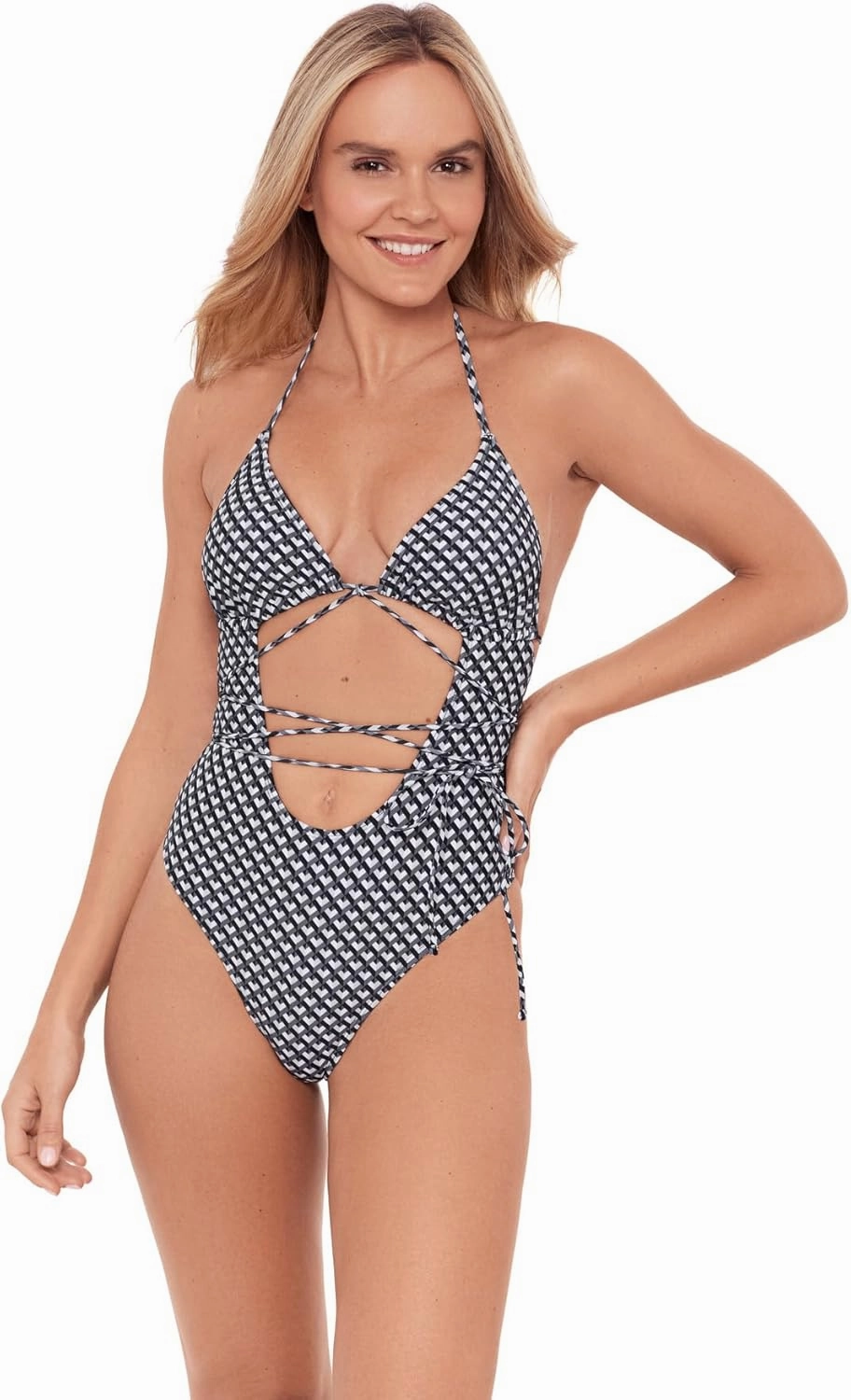 Sports Illustrated Women's Cutout One Piece with Wrap Tie Detail
