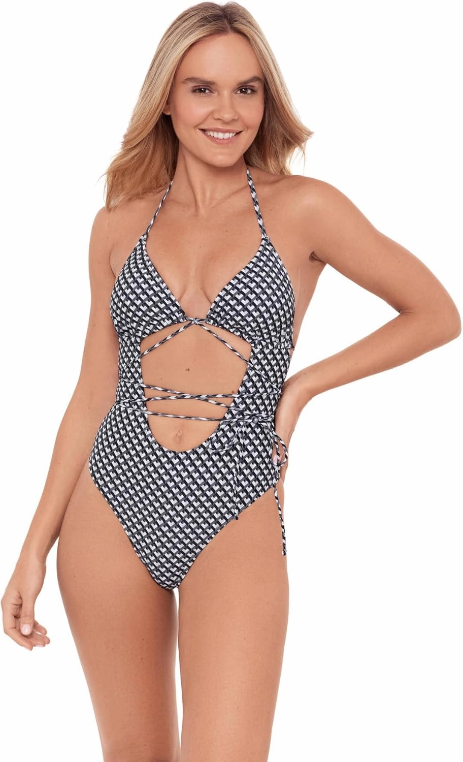 Sports Illustrated Women's Cutout One Piece with Wrap Tie Detail