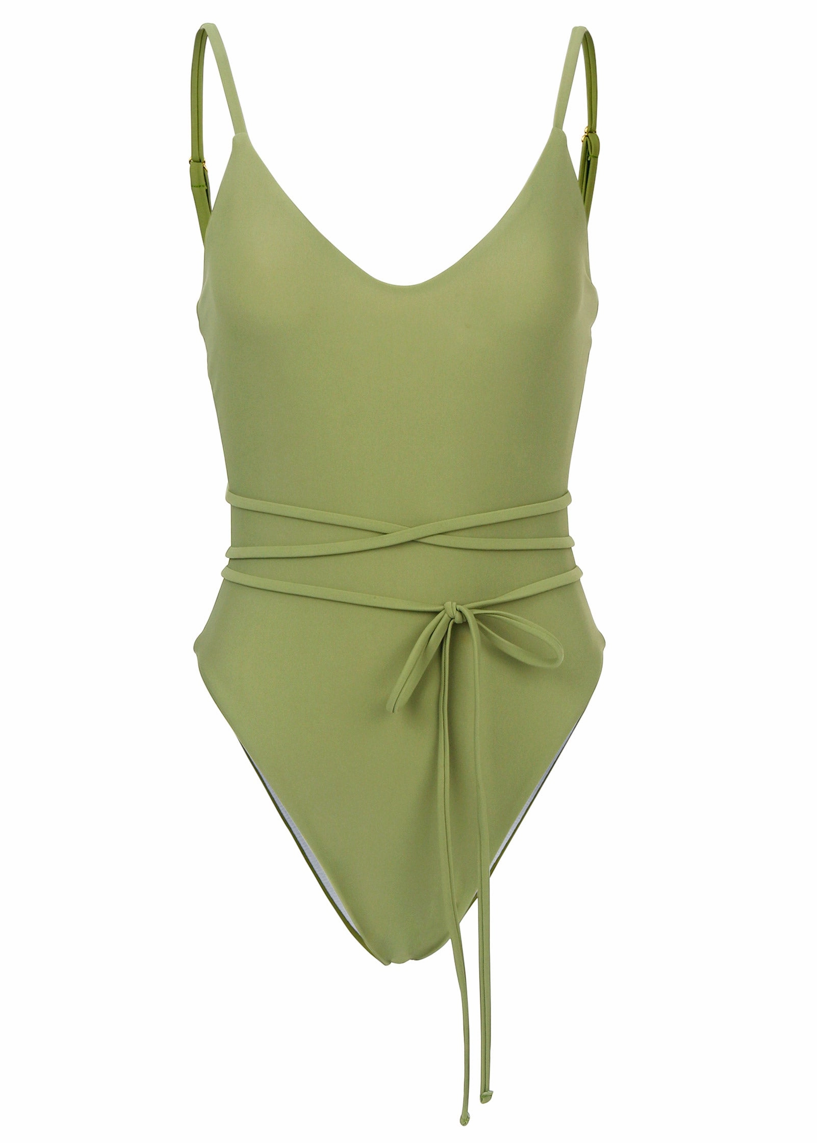 Strappy Tulum High Leg One-Piece - Mosstone