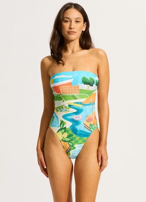Sunset DD Bandeau One Piece Swimsuit - Turquoise