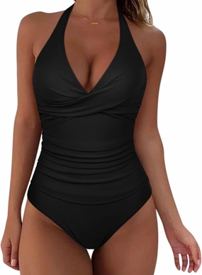 SUUKSESS Women Sexy Halter Tankini Bathing Suit Slimming Tummy Control Swimsuit