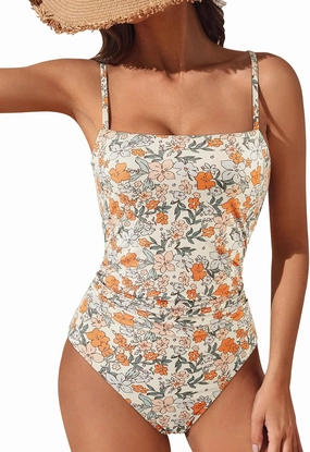 SUUKSESS Women Sexy Tummy Control One Piece Swimsuits Square Neck Bathing Suits