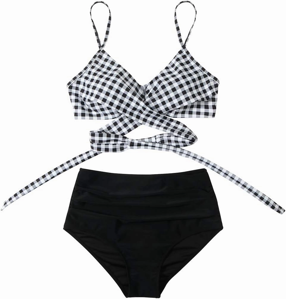 SUUKSESS Women Wrap Bikini Set Push Up High Waisted 2 Piece Swimsuits