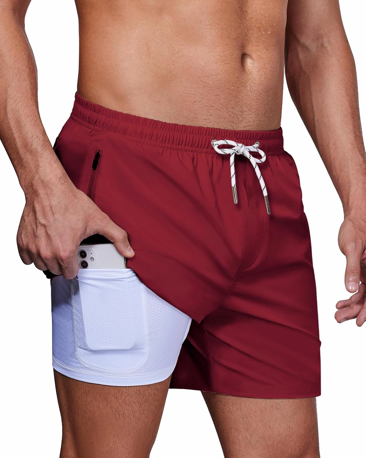 Swim Trunks Mens 5 Inch Inseam Compression Liner Short Men Bathing Suit Lined Swimming Shorts Men's Swim Suits