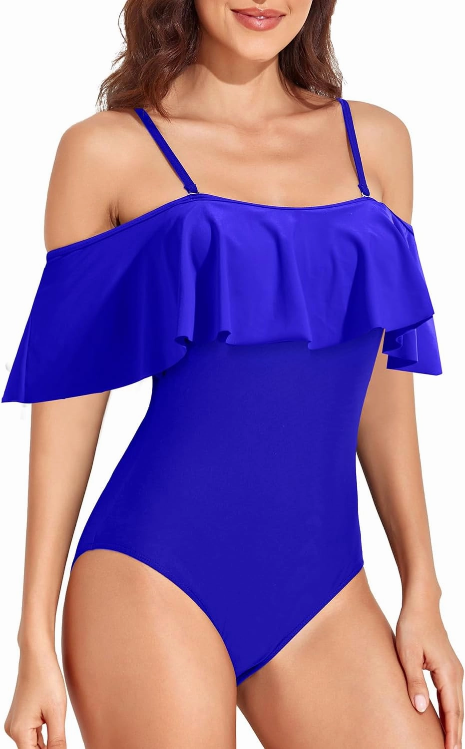 Tempt Me Off Shoulder One Piece Swimsuit for Women Ruffled Sleeves Retro Bathing Suits