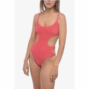 The Attico Terry One-Piece Swimsuit with Criss-Cross Straps on the Women's Back