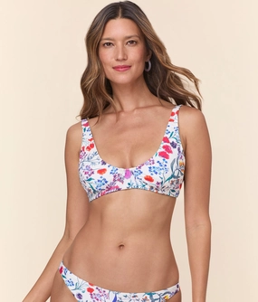 The Mila Bikini Top - Eco Nylon - Botanical Floral